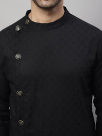 Thumbnail for Even Apparels Black Pure Cotton Kurta With Band Collar - Distacart