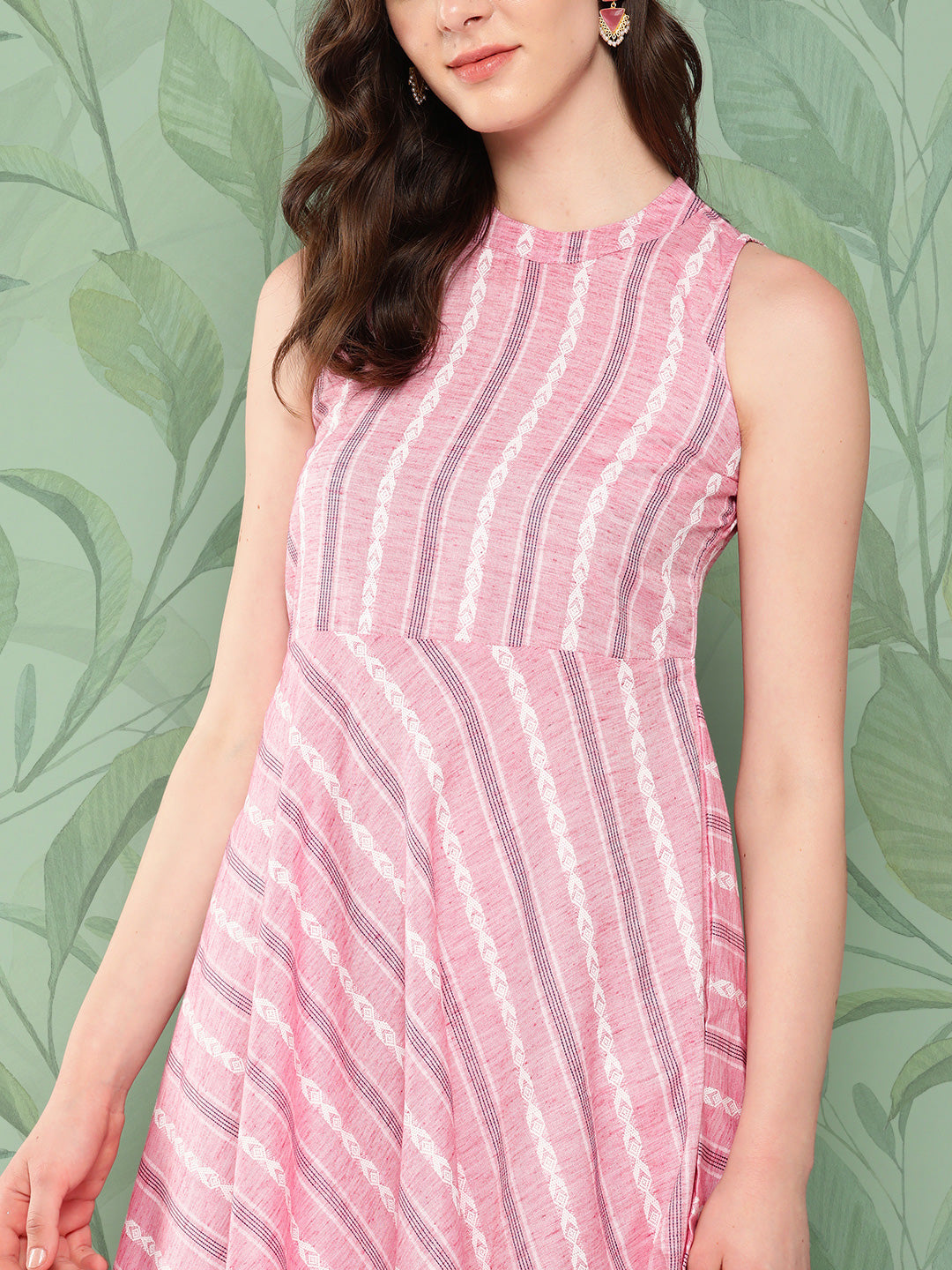 InWeave Women's Pink Kantha Striped Kurta Set - Distacart