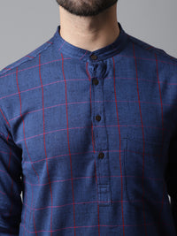 Thumbnail for Even Apparels Blue Long Kurta With Band Collar - Distacart