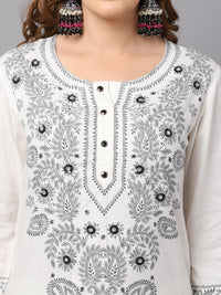 Thumbnail for NOZ2TOZ Women's White Chinkankari Printed Kurta Set - Distacart