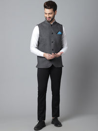 Thumbnail for Even Apparels Men's Grey Pure Wool Nehru Jacket - Distacart