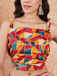 Thumbnail for InWeave Women's Multi Color Trangle Skirt Saree - Distacart