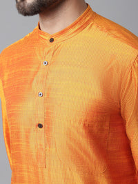 Thumbnail for Even Apparels Orange Solid Kurta With Band Collar - Distacart