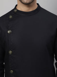 Thumbnail for Even Apparels Black Sherwani Kurta With Asymetrical Cut - Distacart