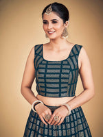 Thumbnail for Myra Teal Blue Georgette Real Georgette Lehenga Choli - Distacart
