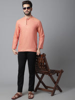 Thumbnail for Even Apparels Orange Pure Cotton Kurta With Band Collar - Distacart