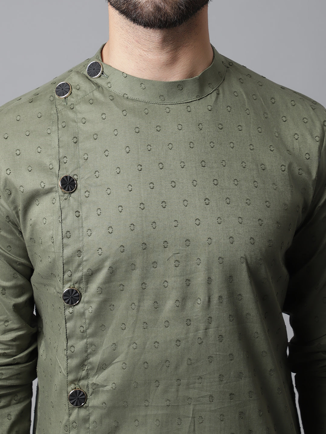 Even Apparels Green Sherwani Kurta With Asymetrical Cut - Distacart