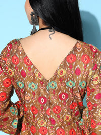 Thumbnail for InWeave Women's Rust Edgy Print Dress - Distacart