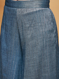 Thumbnail for InWeave Women's Blue Lurex Short Pallazo Kurta Set - Distacart