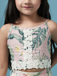 Thumbnail for Girls Printed Sleeveless Top With Skirt - Mini Marvels - Distacart
