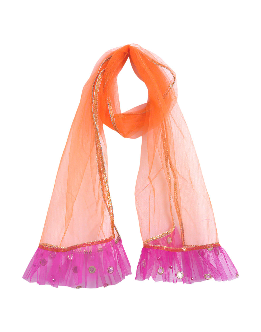 Girls Orange Magenta Printed Ready To Wear Lehenga Blouse With Dupatta - Mini Marvels - Distacart