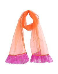 Thumbnail for Girls Orange Magenta Printed Ready To Wear Lehenga Blouse With Dupatta - Mini Marvels - Distacart