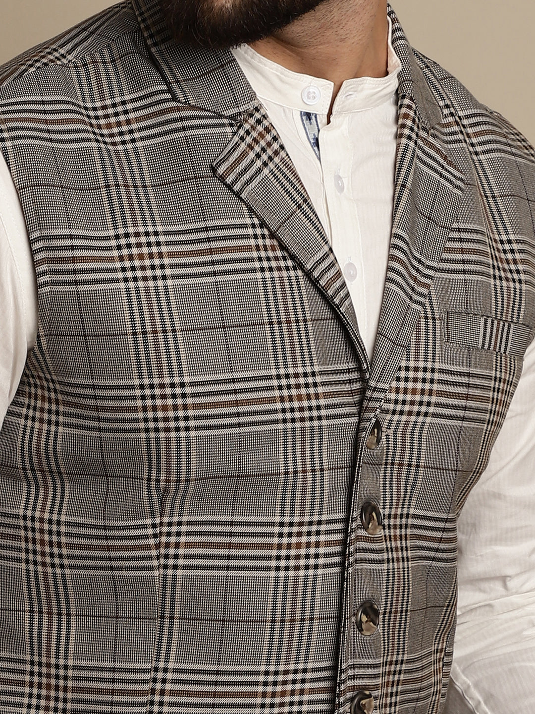 Even Apparels Men's Brown Waistcoat with Notched Lapel - Distacart