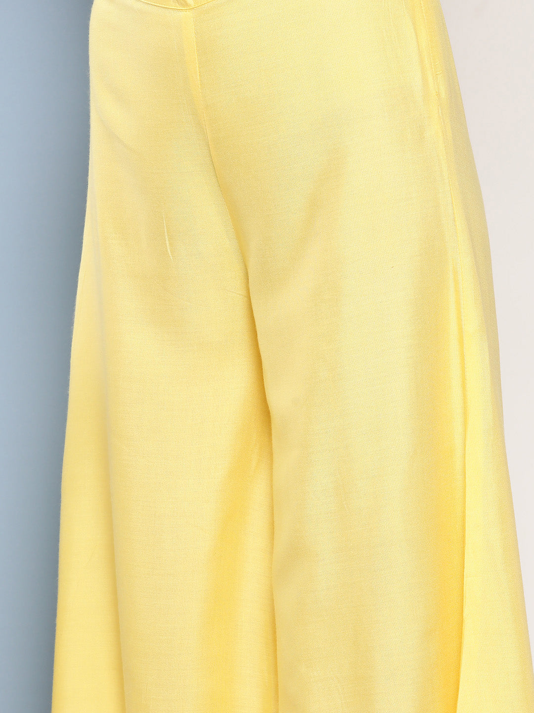 InWeave Women's Light Yellow Ray Strappy Set With Orange Floral Cotton Dupatta - Distacart