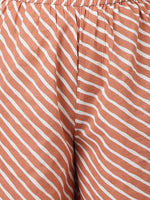 Thumbnail for Khushal K Women Brown Ethnic Motifs Printed Panelled Pure Cotton Kurta with Palazzos & With Dupatta - Distacart