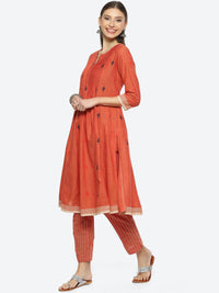 Thumbnail for Biba Notch Neck Pleated Kurta with Trousers - Distacart