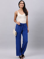 Thumbnail for Souchii Women Blue Casual Drawstring Palazzos - Distacart