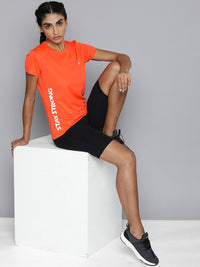 Thumbnail for HRX by Hrithik Roshan Women Orange Typography Printed T-shirt - Distacart