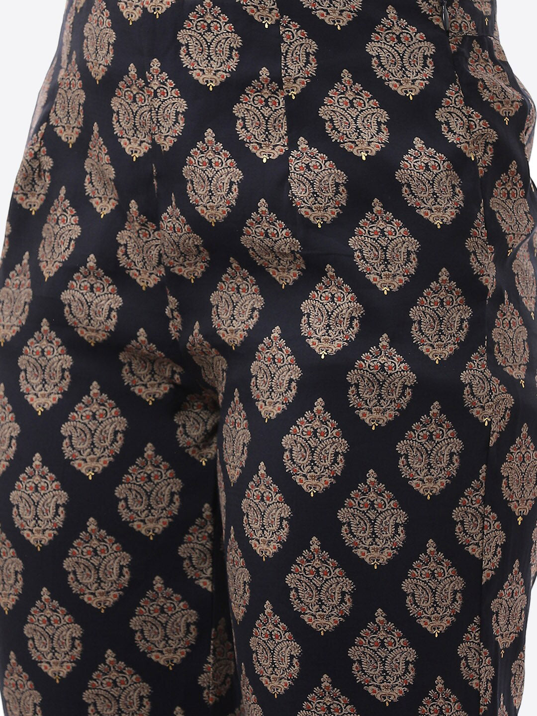 Biba Women Navy Blue Striped Panelled Kurti with Trousers - Distacart
