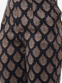 Thumbnail for Biba Women Navy Blue Striped Panelled Kurti with Trousers - Distacart