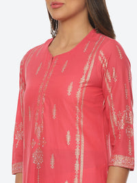 Thumbnail for Biba Women Ethnic Motifs Printed Mandarin Collar Kurta - Distacart