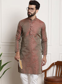 Thumbnail for Sojanya Woven Design Mandarin Collar Silk Cotton Kurta - Distacart