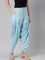 Thumbnail for Souchii Blue & Gold-Coloured Woven Design Pure Cotton Patiala - Distacart