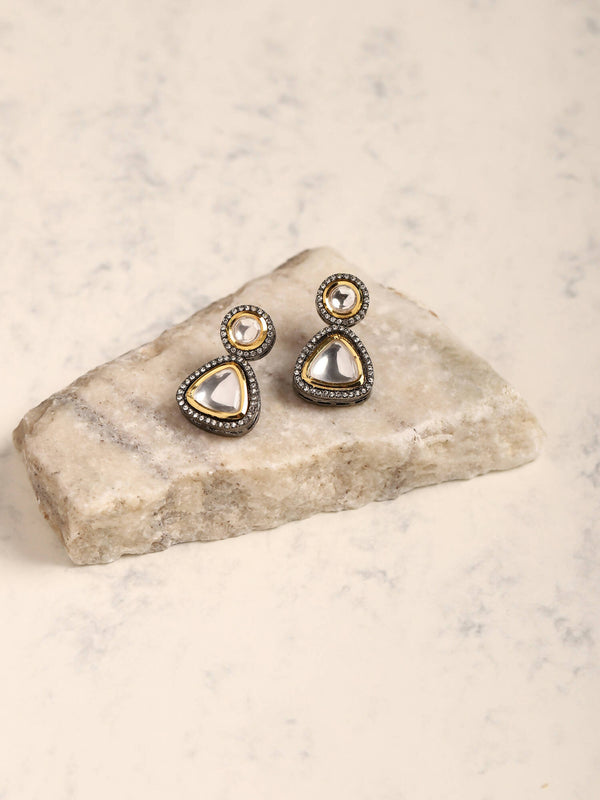 Silver-Plated Contemporary Drop Earrings - Ruby Raang - Distacart