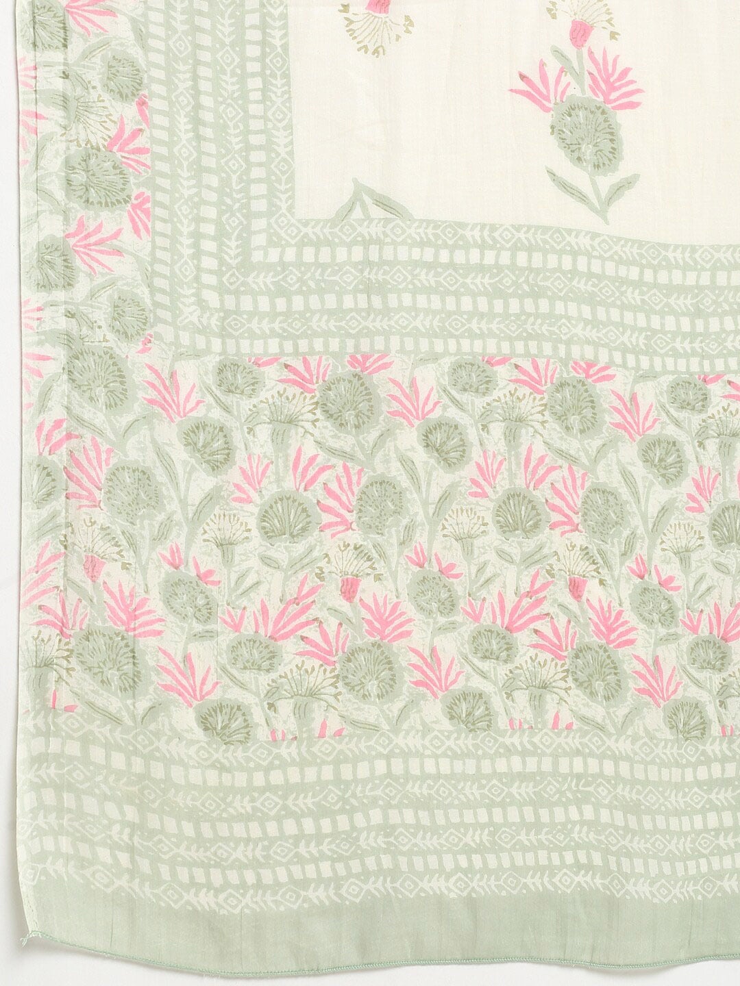 Kalini Floral Printed Sequined A-Line Pure Cotton Kurta with Trousers & Dupatta - Distacart