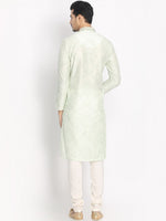 Thumbnail for Manyavar Men Green Woven Design Kurta with Churidar - Distacart