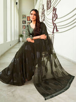 Thumbnail for Tikhi Imli Green Floral Embellished Saree - Distacart