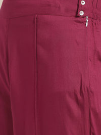 Thumbnail for Sangria Women Magenta & Golden Printed Kurta with Palazzos & Dupatta - Distacart
