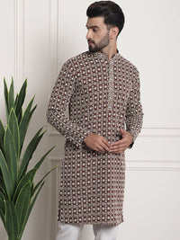 Thumbnail for Sojanya Geometric Embroidered Mandarin Collar Kurta - Distacart