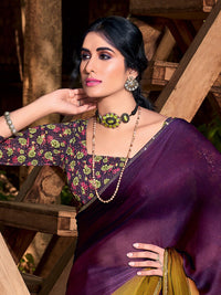 Thumbnail for Saree Mall Purple & Beige Ombre Embroidered Sarees - Distacart