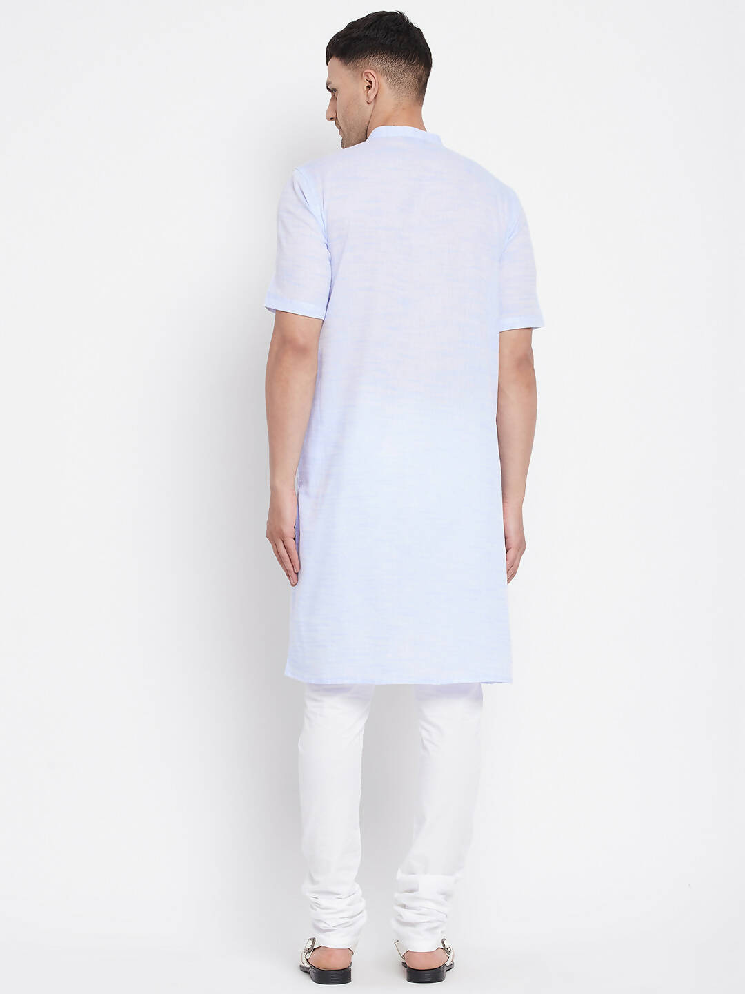 Even Apparels Blue Color Pure Cotton With Band Collar Men's H/S Kurta - Distacart