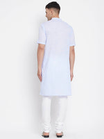 Thumbnail for Even Apparels Blue Color Pure Cotton With Band Collar Men's H/S Kurta - Distacart