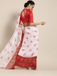 Thumbnail for Saree Mall Bandhani Poly Chiffon Saree with Printed border - Distacart