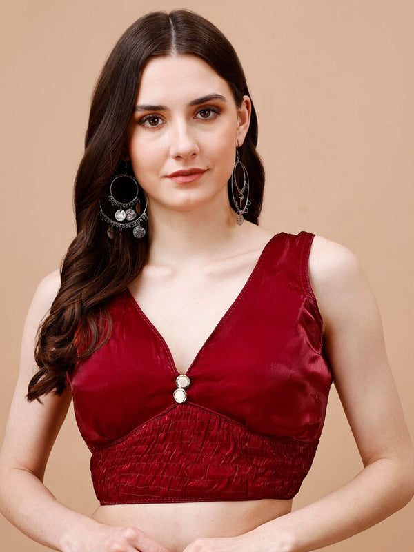 Tikhi Imli V-Neck Organza Saree Blouse - Distacart