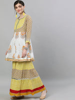 Thumbnail for Ishin Women Mustard Yellow & Grey Printed Kurti with Skirt & Dupatta - Distacart