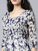 Thumbnail for Souchii White Floral Layered Chiffon Empire Midi Dress - Distacart