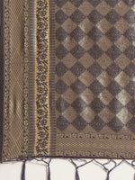 Thumbnail for Saree Mall Navy Blue & Gold-Toned Ethnic Motifs Zari Silk Blend Banarasi Sarees - Distacart