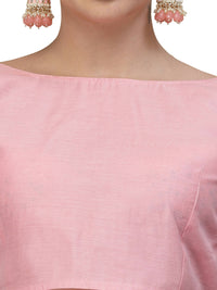 Thumbnail for Light Pink Silk Blend Woven Design Saree With Unstitched Blouse Piece - Aloki - Distacart