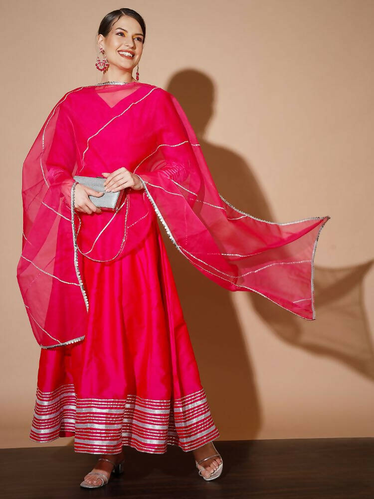Myshka Women Pink Solid Kurta & With Dupatta - Distacart
