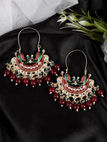 Thumbnail for Shoshaa Women Maroon Contemporary Chandbalis Earrings - Distacart