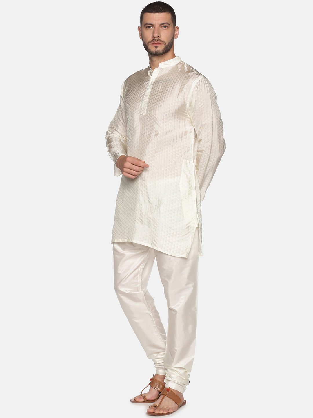 Sethukrishna Men Off-White Kurta with Pyjamas - Distacart