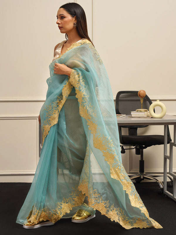 Tikhi Imli Embroidered Organza Heavy Work Saree - Distacart