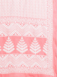 Thumbnail for HERE&NOW Women Pink Floral Printed Pure Cotton Kurta with Palazzos & With Dupatta - Distacart