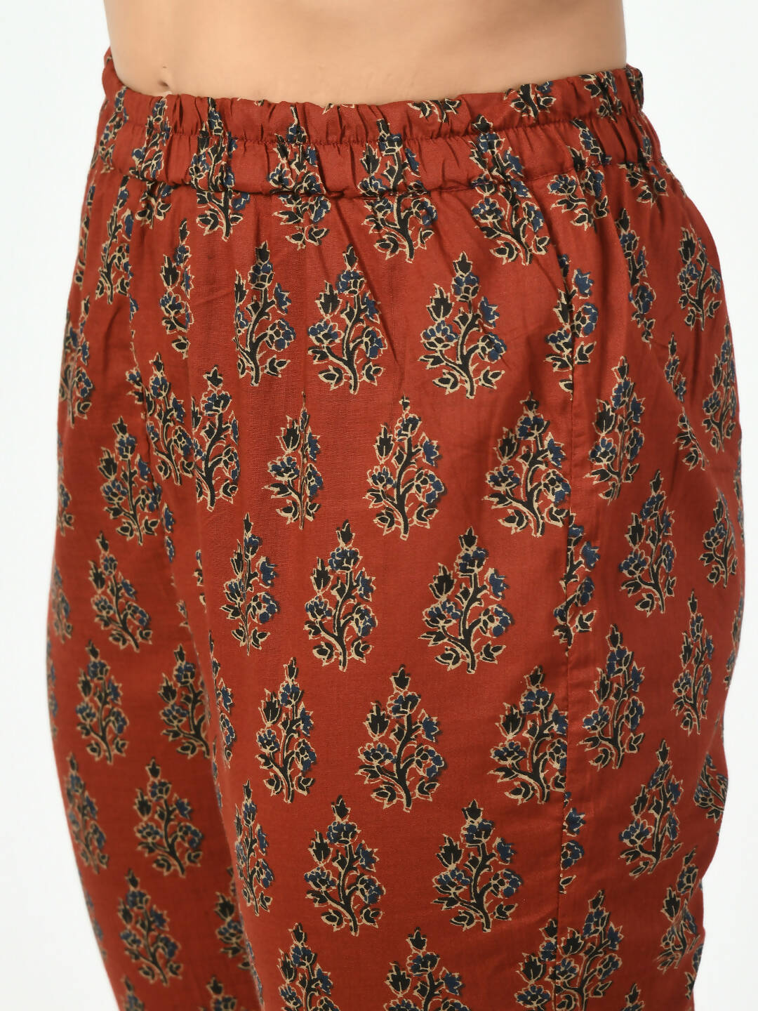 Myshka Women's Rust Printed Kurta With Trouser - Distacart
