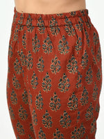 Thumbnail for Myshka Women's Rust Printed Kurta With Trouser - Distacart