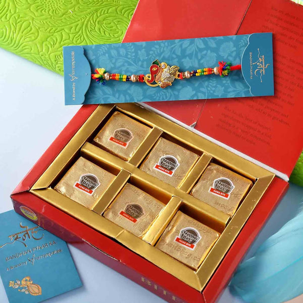 Lord Gajmukh Floral Rakhi & Mewa Bites Combo